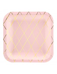 Pratos Quadrados Rosa Claro